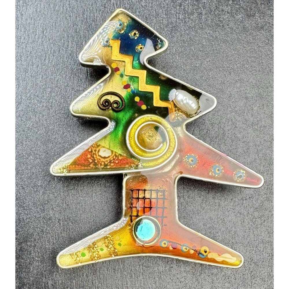 Yossi Steinberg Brooch Rare Tree Resin with Freshwater Pearl